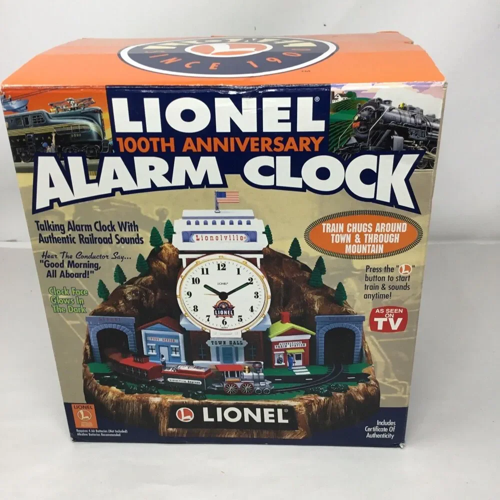 LIONEL 100th Anniversary Animated Alarm Clock Train Railroad Sounds NIB